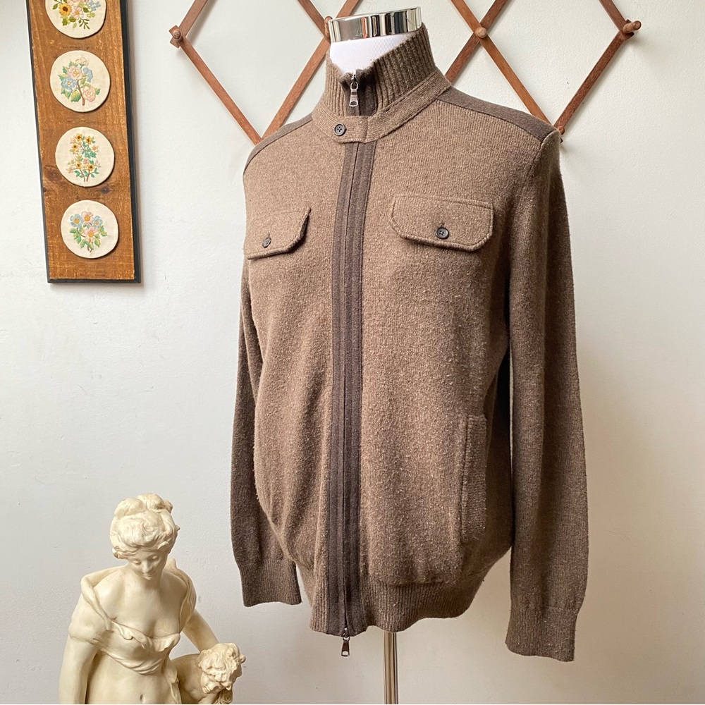 Banana Republic Wool Knit Brown Sweater Jacket - Picture 9 of 12